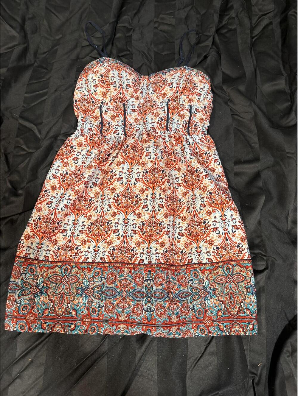 Ultra Pink Women's Printed Sweetheart Neckline Dress, Size M